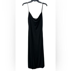 Sincerely Jules Y2K Maxi Dress Womens Medium Black Satin Slip Lace Whimsigoth